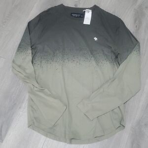 NWT Abercrombie & Fitch Long Sleeve Tee Green Gradient Hombre Speckled size L